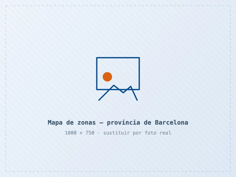 Mapa de las zonas de servicio de Calderas Badalona en la provincia de Barcelona